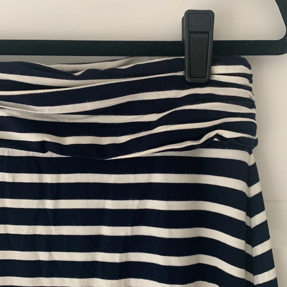 J. Crew dark blue and white striped maxi skirt